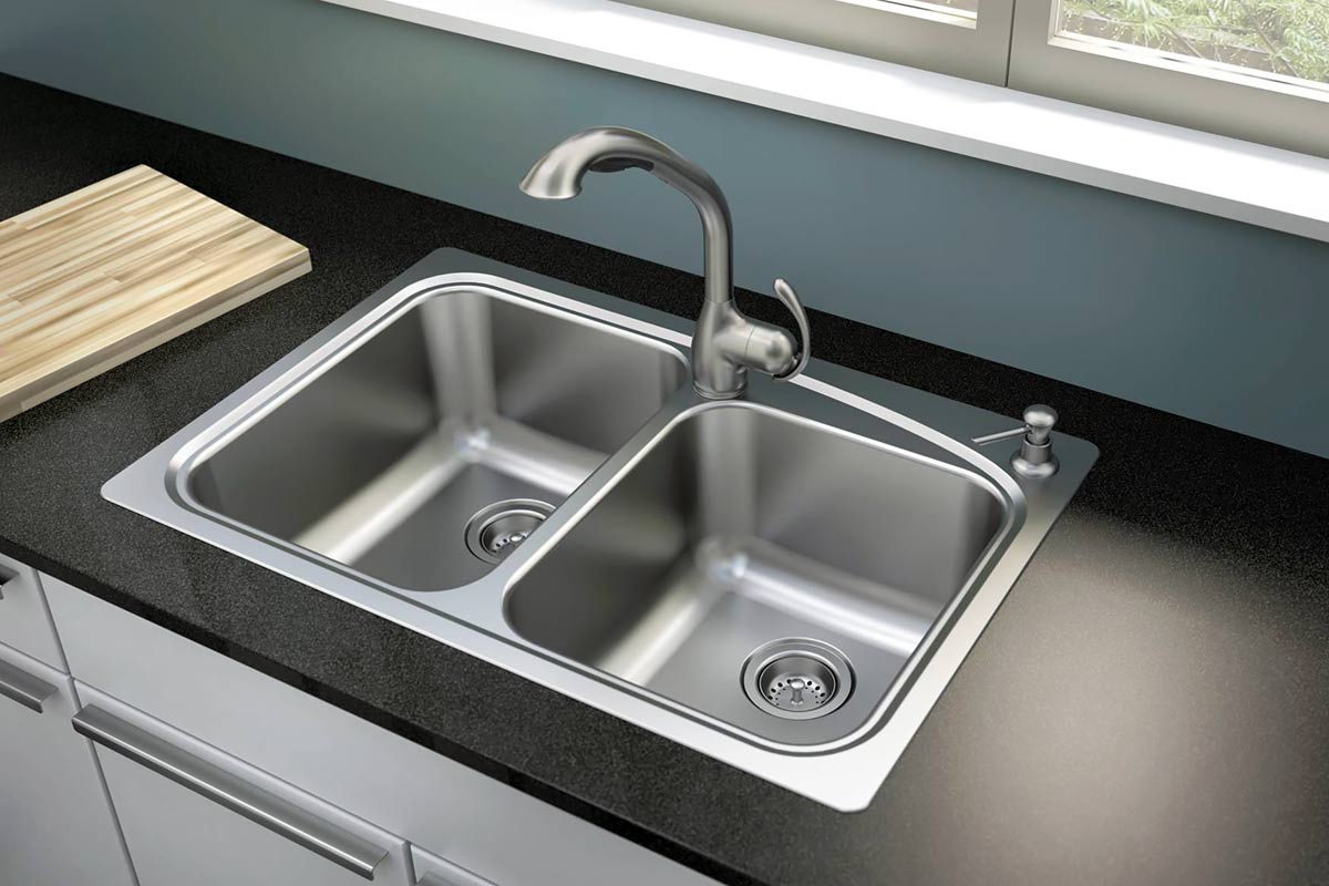 two hole stainless steel kitchen sink
